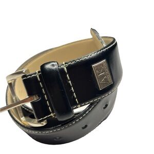 Anne Klein black silver leather vintage boho Y2K belt Size Small/Medium